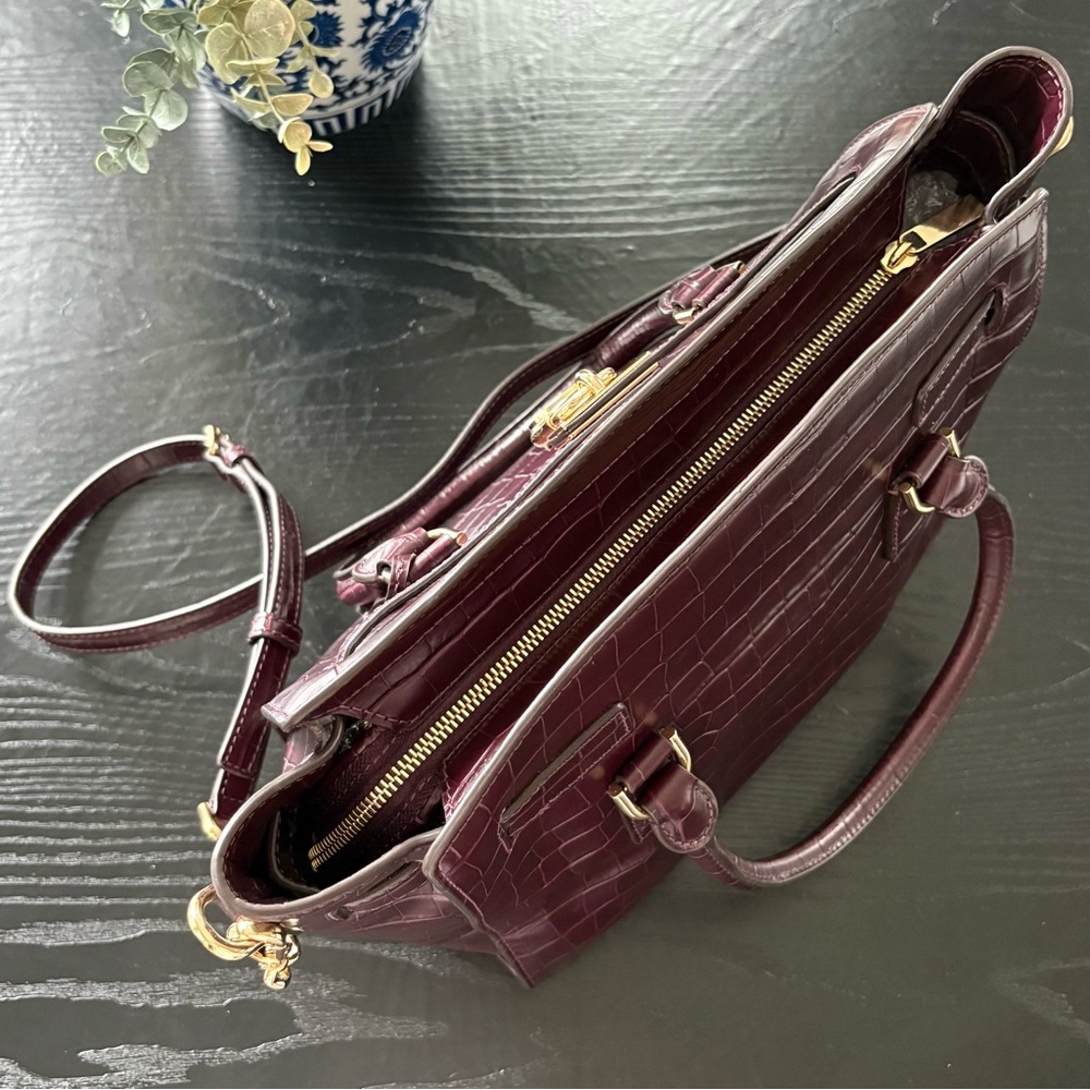 Michael Kors Merlot Colored Croc-Embossed Hamilton - Picture 7 of 14